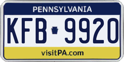 PA license plate KFB9920