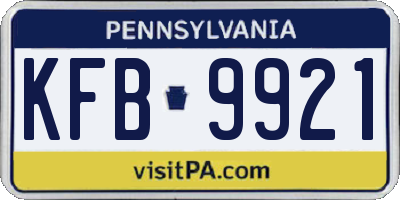 PA license plate KFB9921