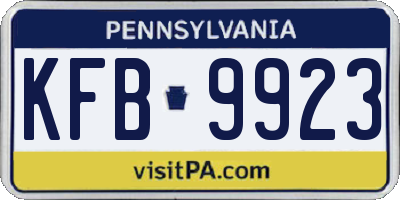 PA license plate KFB9923