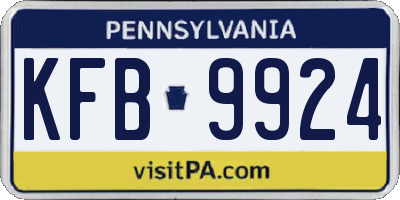 PA license plate KFB9924