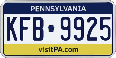 PA license plate KFB9925