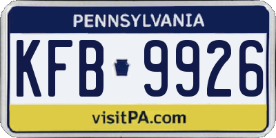 PA license plate KFB9926