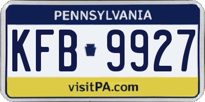 PA license plate KFB9927