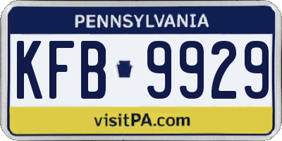 PA license plate KFB9929