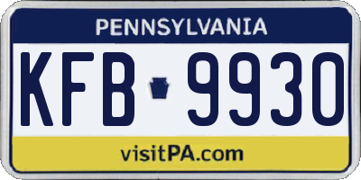 PA license plate KFB9930