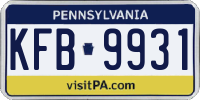 PA license plate KFB9931