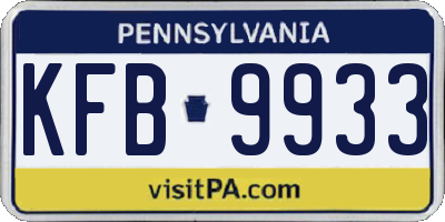 PA license plate KFB9933