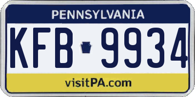 PA license plate KFB9934