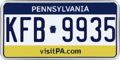PA license plate KFB9935
