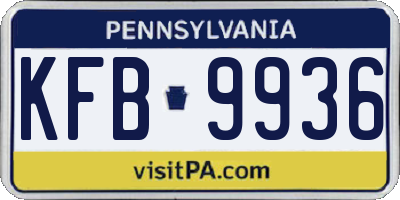 PA license plate KFB9936