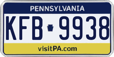 PA license plate KFB9938