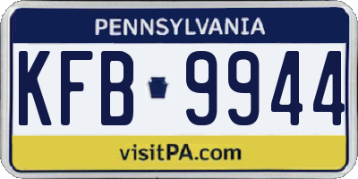 PA license plate KFB9944