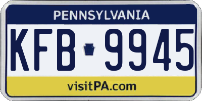 PA license plate KFB9945