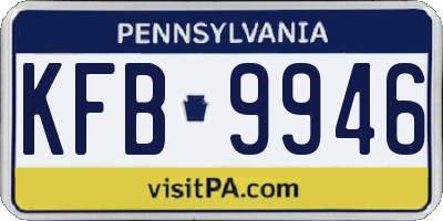 PA license plate KFB9946