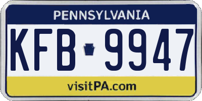 PA license plate KFB9947