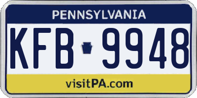 PA license plate KFB9948