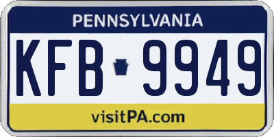 PA license plate KFB9949