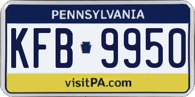 PA license plate KFB9950