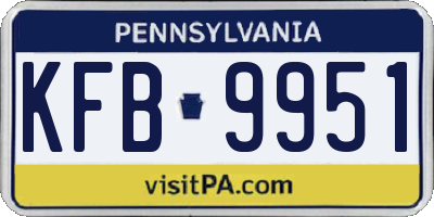PA license plate KFB9951