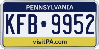 PA license plate KFB9952