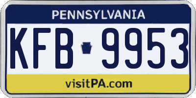 PA license plate KFB9953