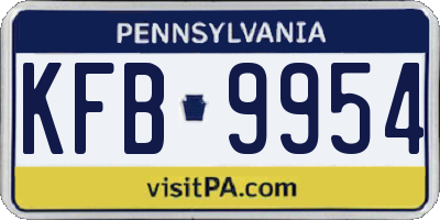 PA license plate KFB9954