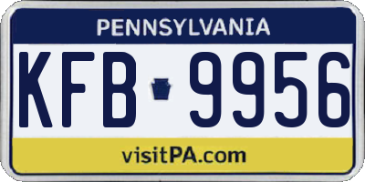 PA license plate KFB9956