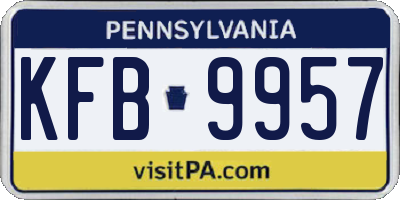 PA license plate KFB9957