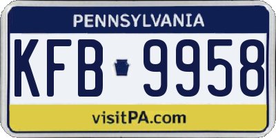PA license plate KFB9958