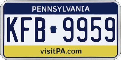 PA license plate KFB9959