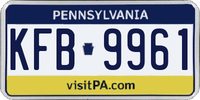 PA license plate KFB9961