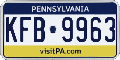 PA license plate KFB9963