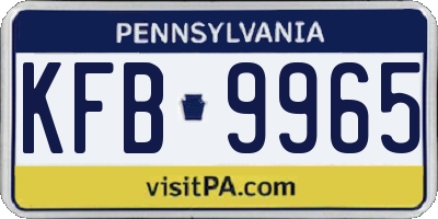 PA license plate KFB9965