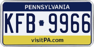 PA license plate KFB9966