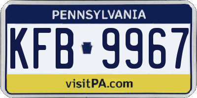 PA license plate KFB9967