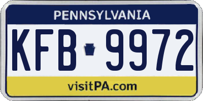 PA license plate KFB9972