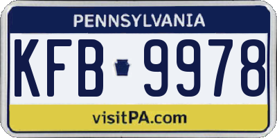 PA license plate KFB9978