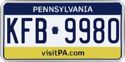 PA license plate KFB9980