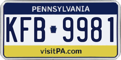 PA license plate KFB9981
