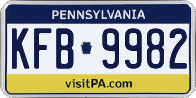 PA license plate KFB9982