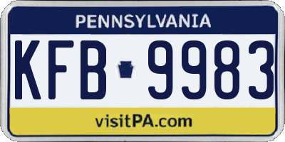 PA license plate KFB9983