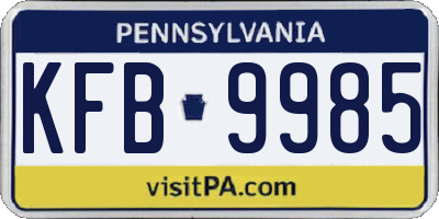 PA license plate KFB9985