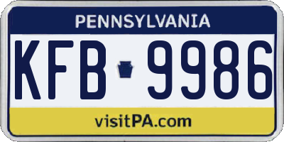 PA license plate KFB9986