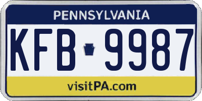PA license plate KFB9987
