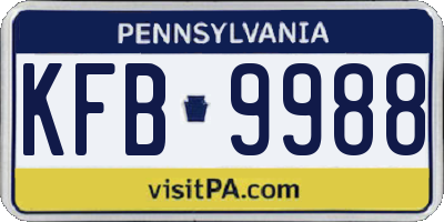 PA license plate KFB9988