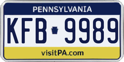 PA license plate KFB9989