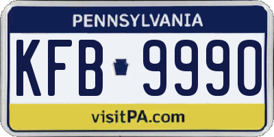 PA license plate KFB9990