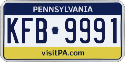 PA license plate KFB9991