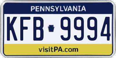 PA license plate KFB9994