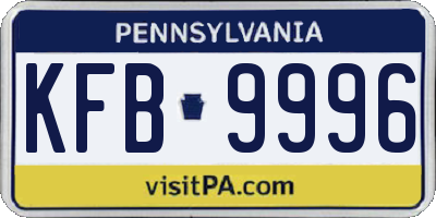 PA license plate KFB9996